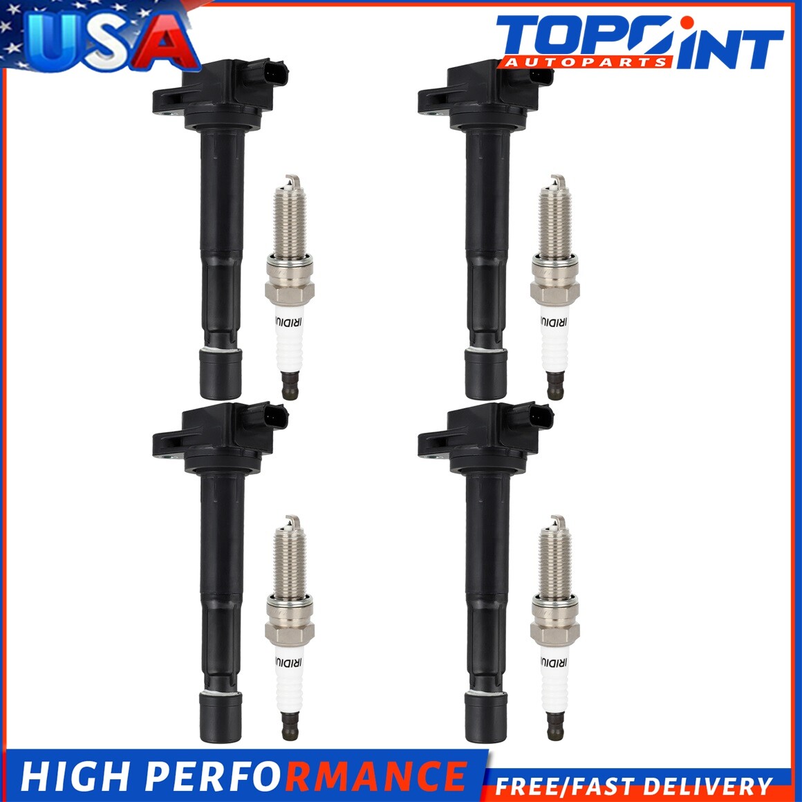 4 Ignition Coil & Spark Plug Kit For 2009-2014 Acura TSX 2.4