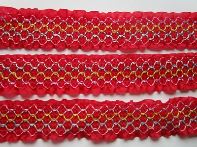 MARKENLOS 2 Meter Borte Spitze Nichtelastisch 3,8cm Rot breit elegante CL 049 NC