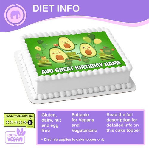 Avocado Avacado Cake Topper Decoration Rectangle Personalised sizes inc Costco - Picture 2 of 6