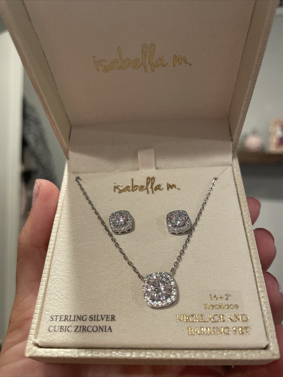 New isabella m Sterling Silver Clear Crystal Round Pendant 