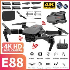 E88 Pro Foldable Quadcopter RC Drone - WIFI FPV 4K HD Camera Black Plastic new