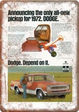 1972 Dodge Pickup Truck Vintage Automobile Ad Reproduction Metal Sign Aa115