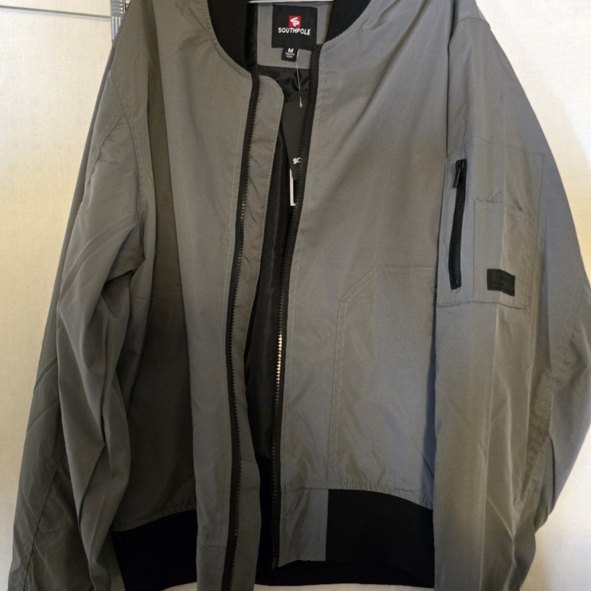 South Pole Authentic Collection Grey And Black Zip Up Jacket, Size