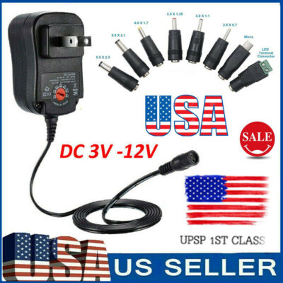 Universal AC To DC Adjustable Power Adapter Supply Charger For Electronics USA