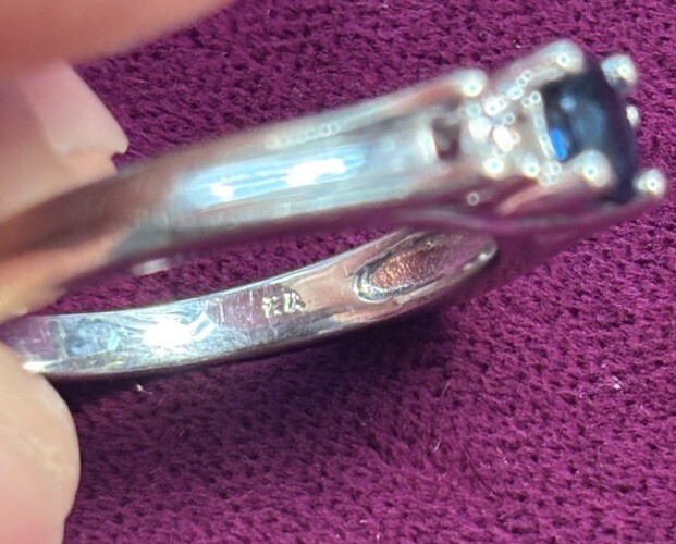 10K Solid White Gold Ring Featuring Two ~.05ct Di… - image 3