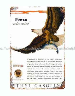 traditional home decor 1931 Power under control Ethyl Gasoline metal tin sign