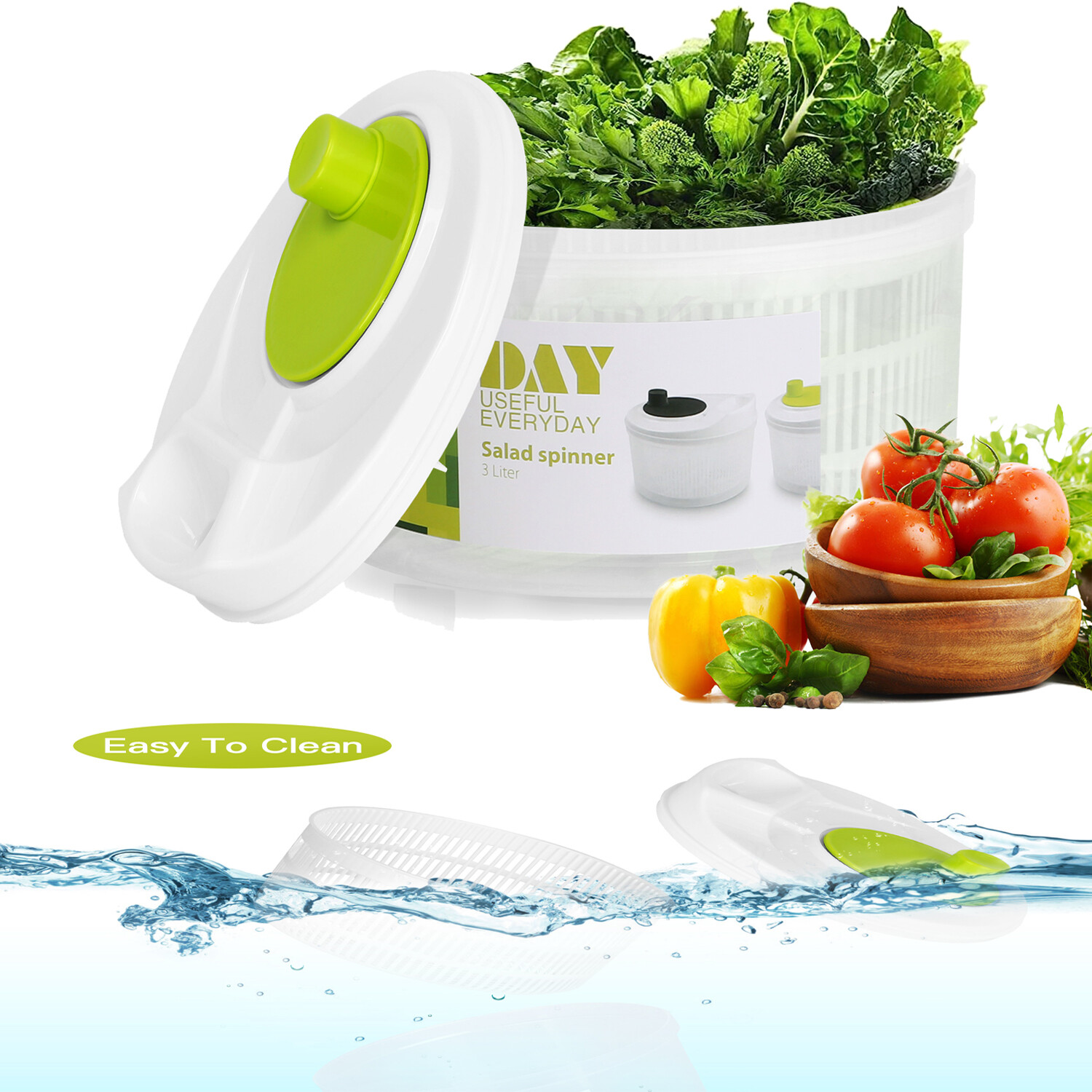 Large Salad Spinner- Lettuce Spinner, Fruit Washer Spinner, Fruit Dryer Spinner-image