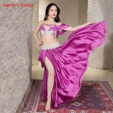 Belly Dance Suit Diamond-Studded LaceBra Split BigSwing Skirt PerformanceClothes
