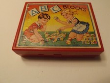 VINTAGE GERMANY CHILD TOY HERMANN EICHHORN 6 SIDED PUZZLE ABC BLOCKS