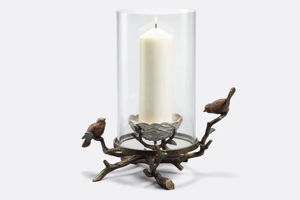 Bird Hurricane-Dos gorriones tricolor metal y vidrio para velas y decoración-OFERTA Foto 2 de 3