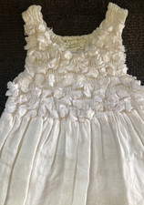 Vintage Rosetta Millington Girls Natural Linen Maxi Dress 4T 90's Y2K