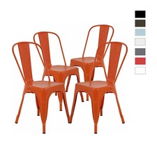 4 PCS Dining Chairs Metal Bar Chairs Outdoor Indoor Side Stackable Bistro Chairs