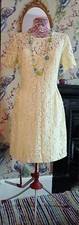 Vintage style lemon floral lace knee length occasion dress size 12 Oasis