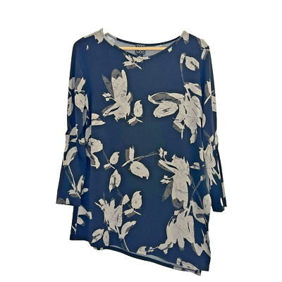 Clara Sun Woo Top Womens Size Small Floral Print Asymmetrical Tunic Long Sleeve