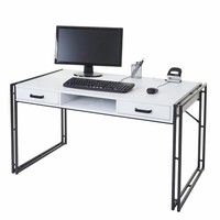 BüRotisch HWC-A27, Schreibtisch Computertisch, 122X70Cm 3D-Struktur, Weiß