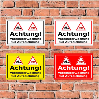Schild Achtung Videoüberwachung mit Aufzeichnung - in 4 Größen - S00348-002