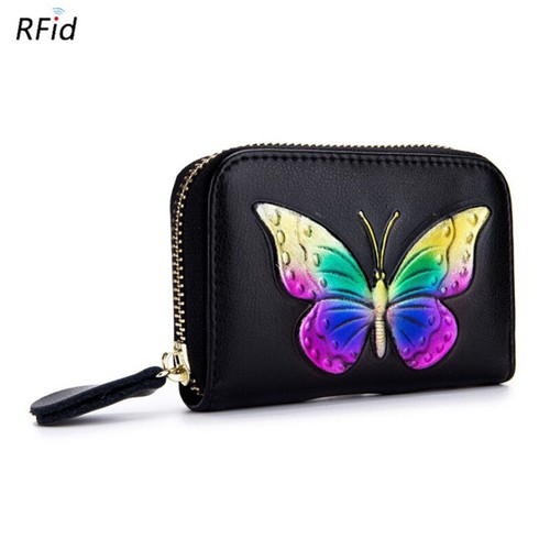 RFID-Schutz Damen schöne Schmetterling Geldbörse Leder Kartenetui Mini Geldbörse USA - Bild 7 von 7
