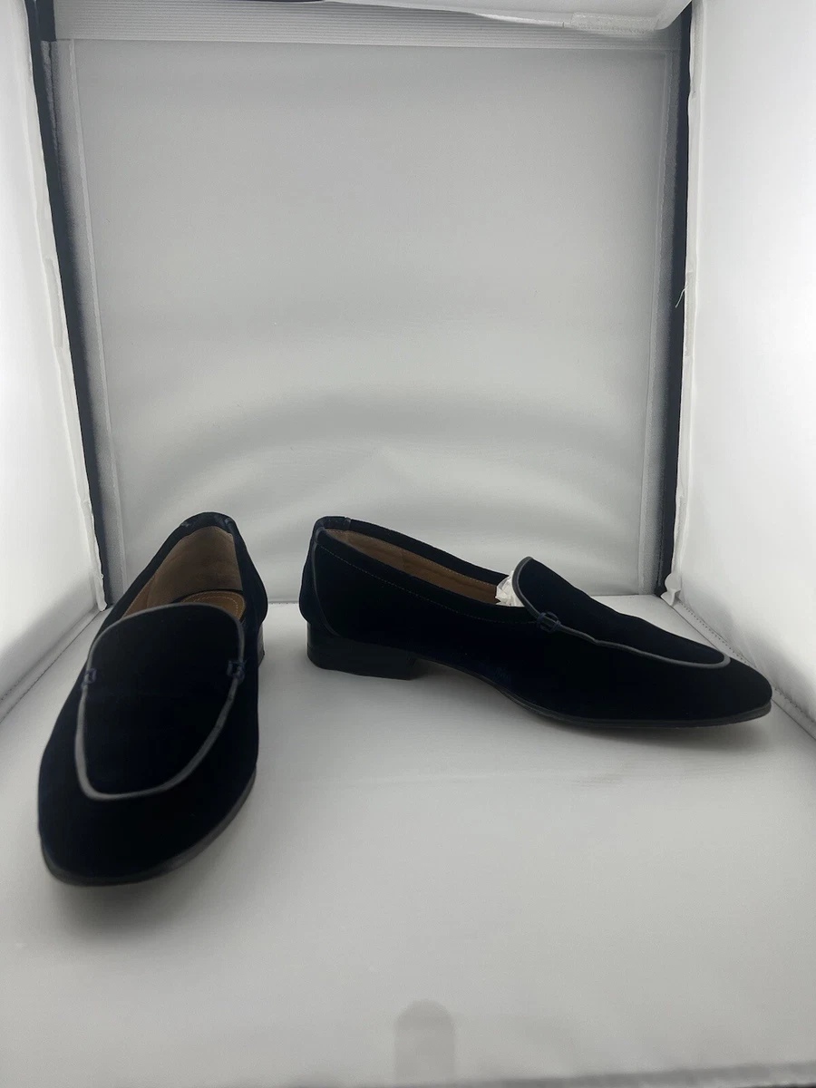 Navy flat shop loafers