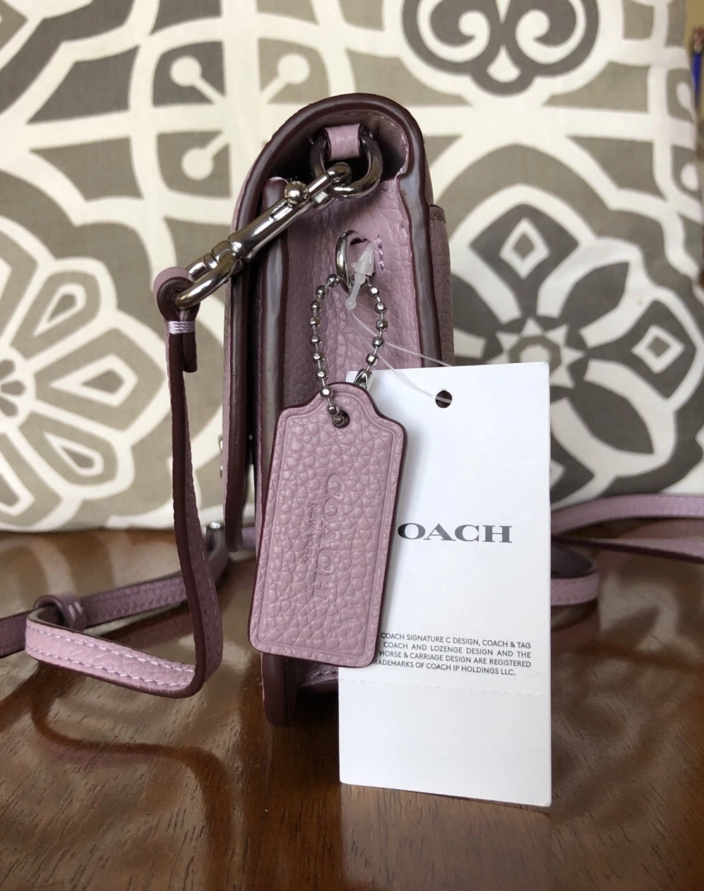 Frittura a tracolla Hayden Coach nuova con etichette in pelle ciottoli C4815 viola sbiadito