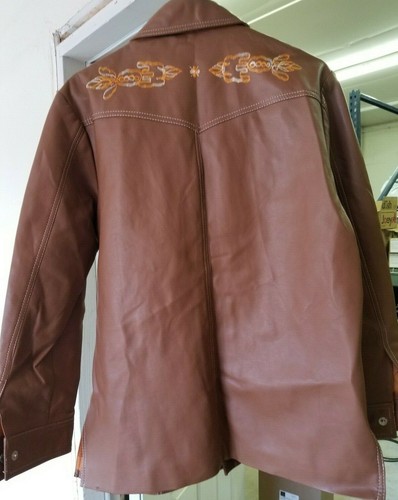 Vintage plätterte Kunstlederjacke bestickt JC Penney Hippie 70er B2-200 - Bild 4 von 7