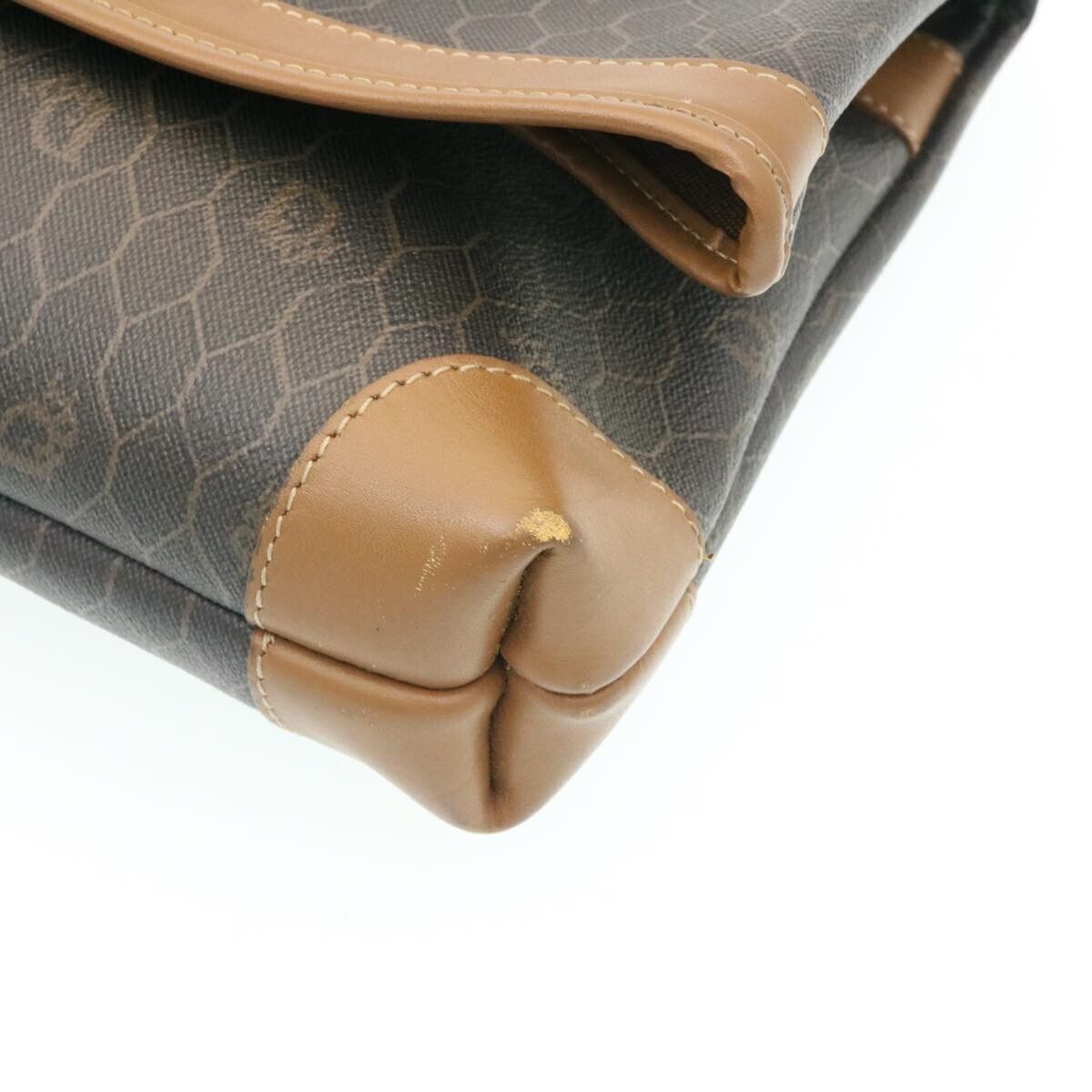 Christian Dior Honeycomb Canvas Clutch Bag PVC Leather Black Auth ar5164