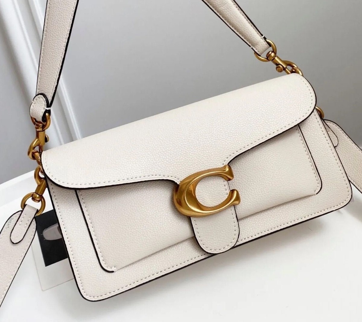 COACH 73995 Tabby Shoulder Bag White Leather Crossbody Shoulder
