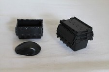 5 x Black Mini Plastic Recycled Stacking Crate / Desk Tidy / Desktop Crate