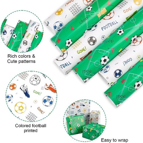 50X70cm Packaging Colored Paper Football Pattern Gift Packaging Boys Party - Picture 4 of 10