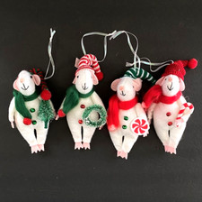 4 Target Mice Mouse Christmas Ornaments 7in White Felt Holiday