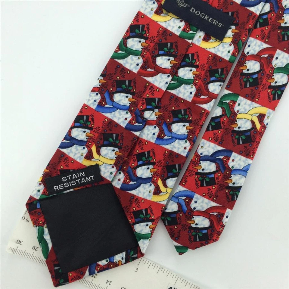 Corbata a Cuadros DOCKERS ROJO Azul Muñeco de Nieve Estrellas Navidad Niños #XO-468 Nueva Foto 3 de 3