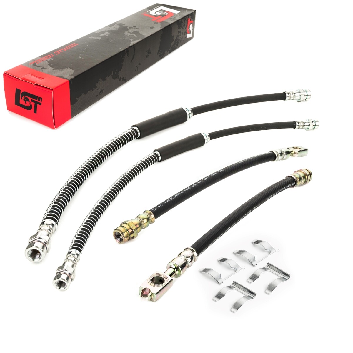 4x Brake Line Hose Front Rear + Retaining Clip for VW Golf 6 VI