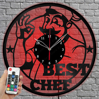 LED Vinyl Clock Chef LED Light Vinyl Record Wall Clock Home Decor 1469