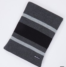 Ben Sherman Mens Block Stripe Rib Scarf - Grey  RRP £34.99 