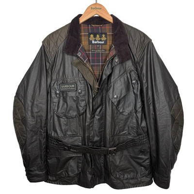 Barbour International Quilted Trials Wax Jacket Mens Medium Antique Olive Rare