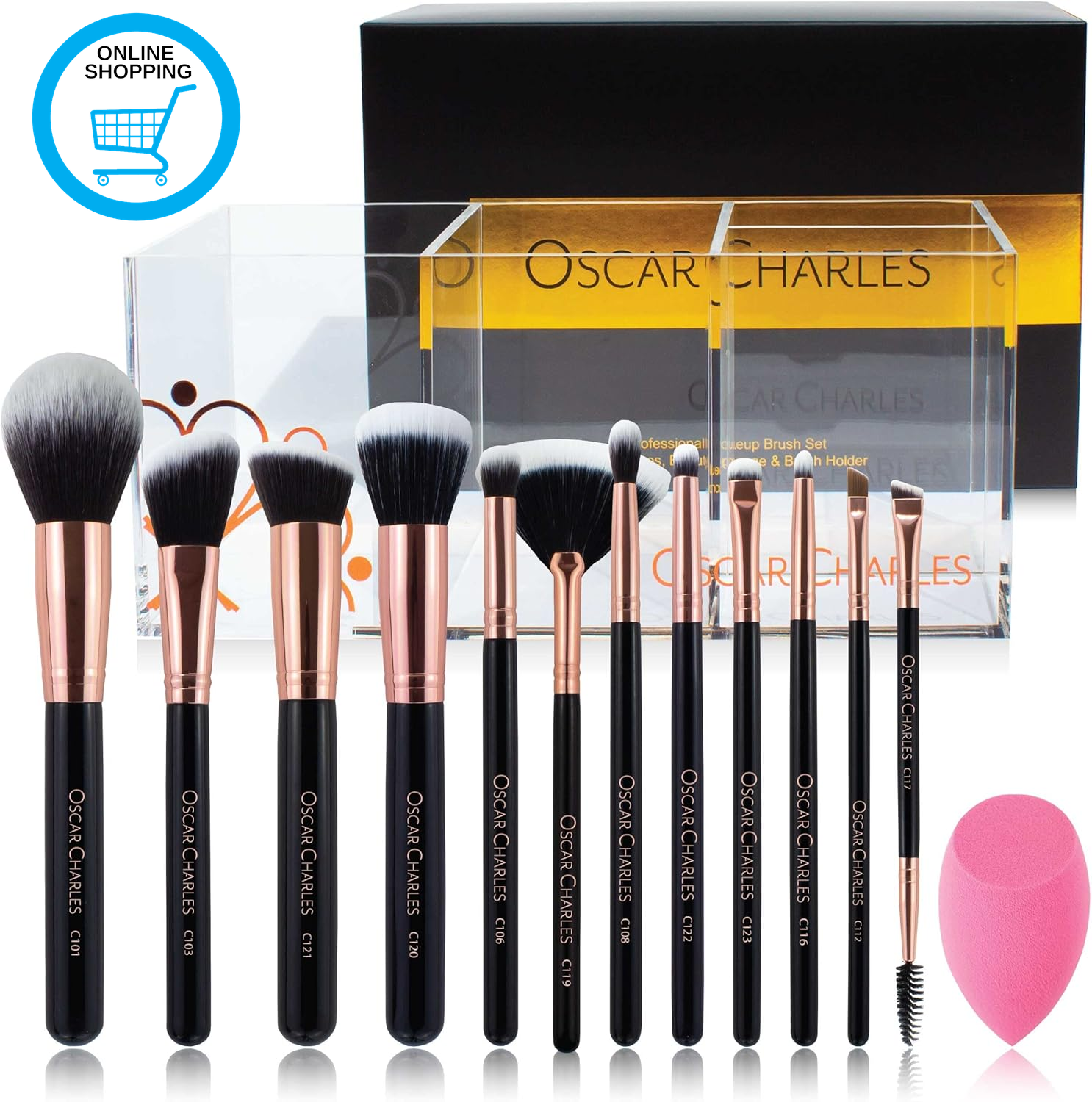 Radiance Makeup Brush Set: Professional Makeup Brushes Set, with Beauty Sponge &