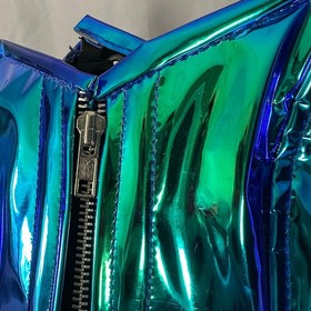 Lavish by Daisy Corsets Blue Iridescent Zipper Front Bustier Top Womens Medium