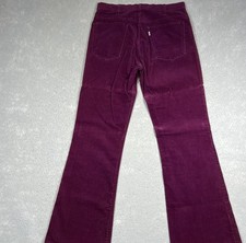 Vintage 60s Levis Pants Womens 32x30 Red Corduroy Bell Bottom Flare Big E Stain
