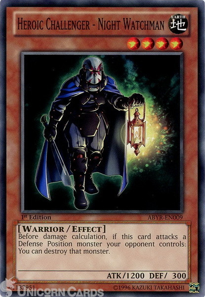 ABYR-EN009 Heroic Challenger - Night Watchman Common 1st Edition Mint Yu-Gi-Oh!