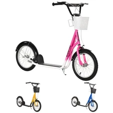 Aosom Kick Scooter Teen Ride On Children Scooter w/ Adjustable Handlebar Brakes