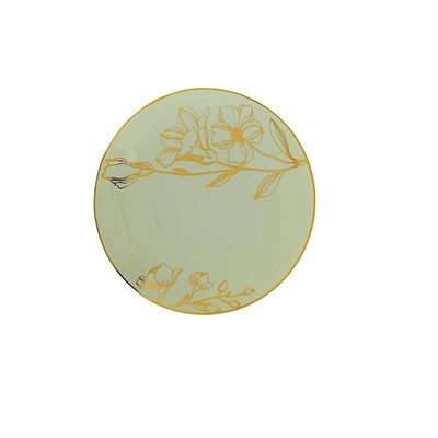 20 Round Sage Green Plastic Salad Dinner Plates Gold Floral Design Events