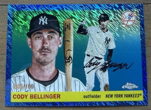 2025 Topps Chrome Platinum #26 Cody Bellinger Blue Shimmer Refractor Card #/100