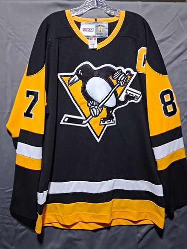 CCM Pittsburgh Penguins Sidney Crosby #87 NHL Jersey Black Gold Men's 52