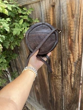Marta Ponti  Leather Brown Woven Crossbody  Purse Bag Handbag.