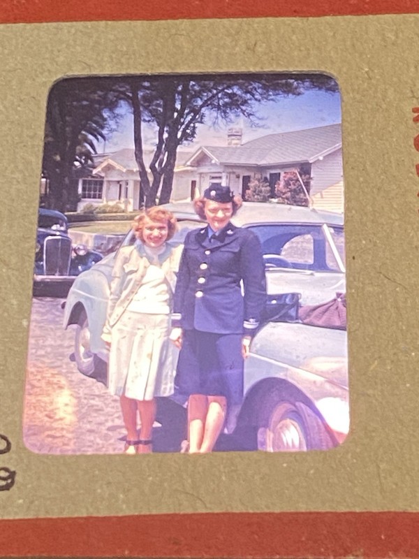 35mm Color Slide US Navy Wave W 1940’s Car And 1920’s ? Car