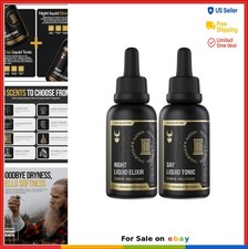 Beard Oil Bundle Day Tonic Night Elixir 2 Pack Softens Moisturizes Strengthens