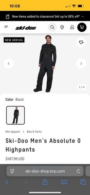 NWT Ski-Doo Men's BC Aspect Highpants Ski Snow Pants Black Size XL