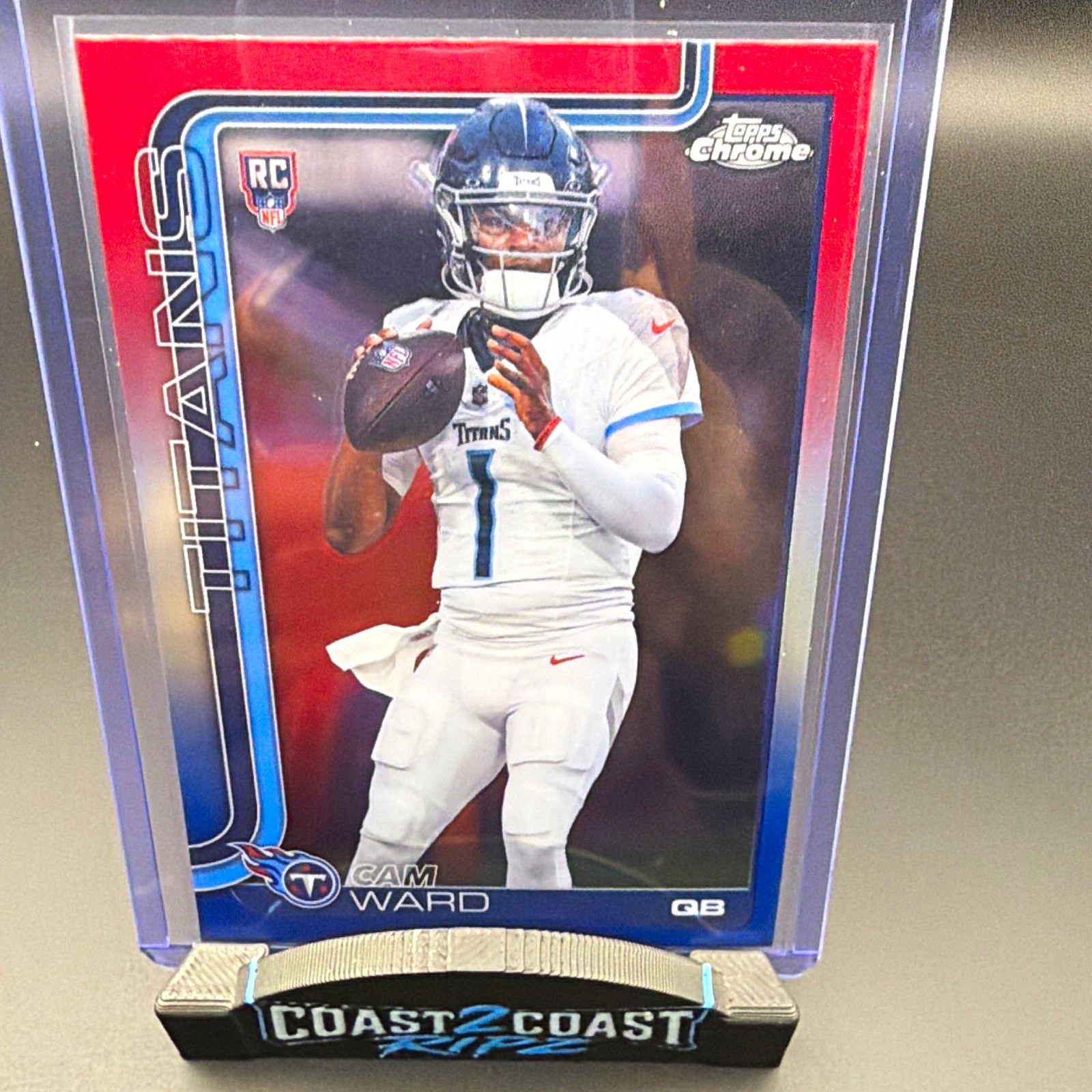 Topps Chrome 2025 Rookies Cam Ward Tennessee Titans RC #314 Red White & Blue