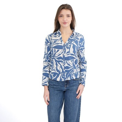 Womens White Stuff Shirt Annie Blue Jersey Cotton Collared