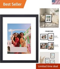 Acrylic Cover 11x14 Picture Frame in Matte Black, Dual Orientation Hanging