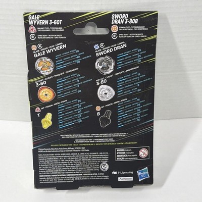 Beyblade X Gale Wyvern 3-60T & Sword Dran 3-80B Dual Pack - Hasbro